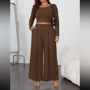 Chocolate Wide Leg Matching Set